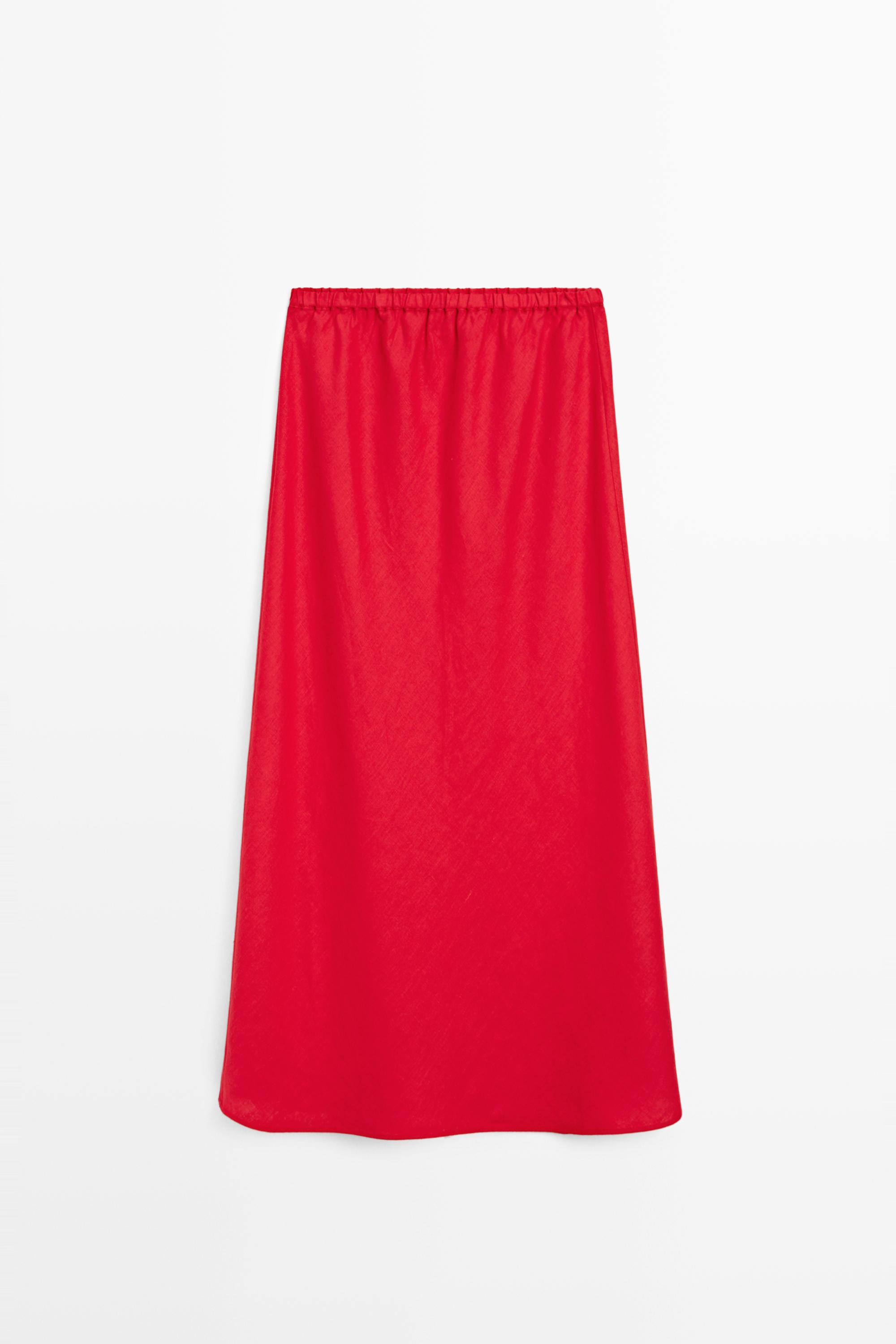 100% linen elasticated midi skirt